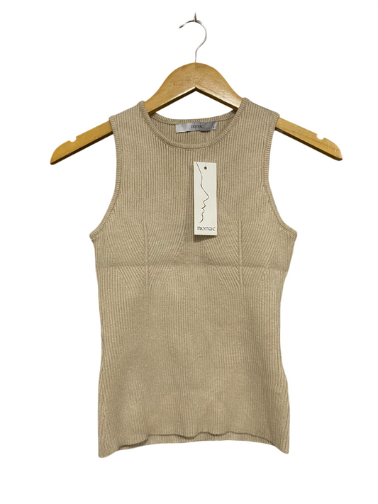 NONAC |S| BUST 12|A66| BEIGE RIBBED ARCHITECTURAL TANK TOP