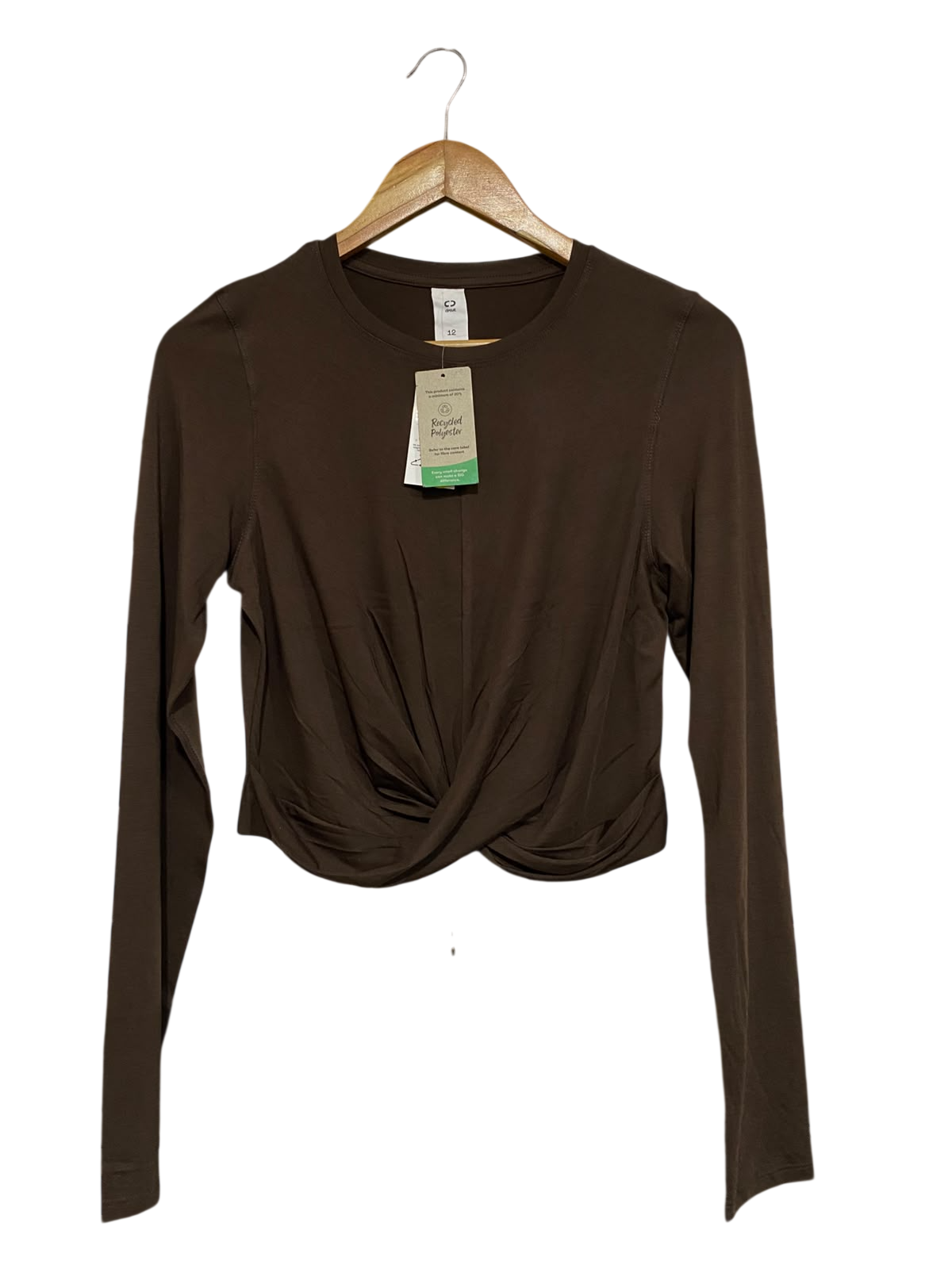CIRCUIT |M| BUST 17| A66| BROWN TWIST-FRONT CROP TOP