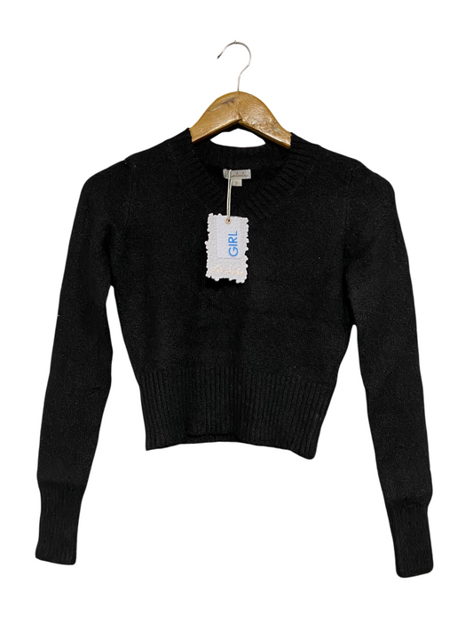 MOOLOOLA |S| BUST 15| A66| BLACK CROPPED V-NECK SWEATER
