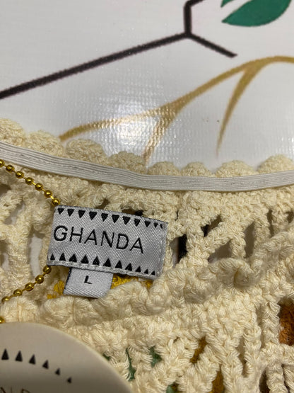 GHANDA |L| BUST 17| A66 | CREAM FLORAL CROCHET CROP TOP
