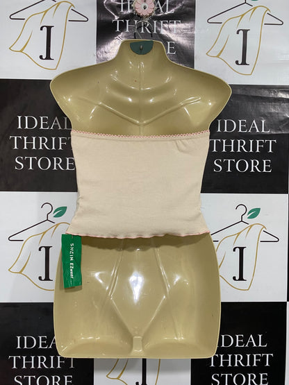 SHEIN |XS| BUST 15| A66| BEIGE RIBBED CORSET-STYLE  TUBE TOP