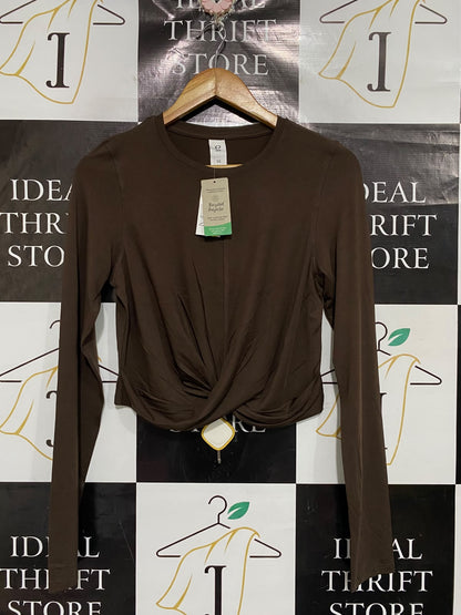 CIRCUIT |M| BUST 17| A66| BROWN TWIST-FRONT CROP TOP