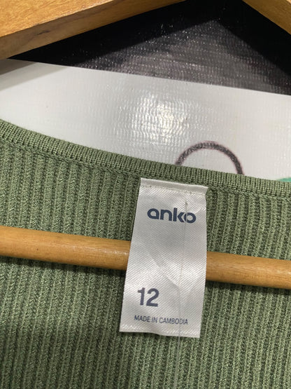 ANKO |M| BUST 17| A66| SAGE GREEN WRAP-FRONT RIBBED  CROP TOP