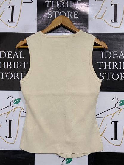 GLASSONS |M| BUST 15| A66| BEIGE ASYMMETRICAL BUTTON-UP TANK TOP