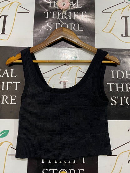 ALLY |M| BUST 13| A66| BLACK RIBBED  CROP TANK TOP