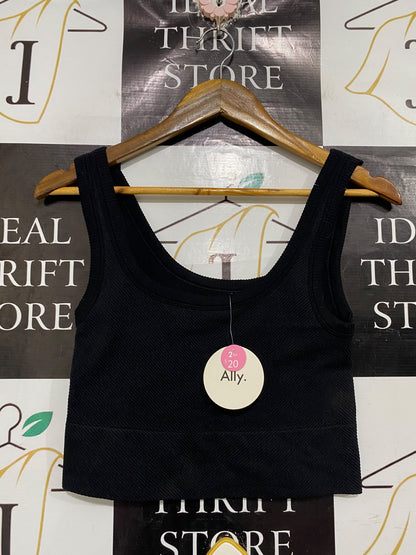 ALLY |M| BUST 13| A66| BLACK RIBBED  CROP TANK TOP