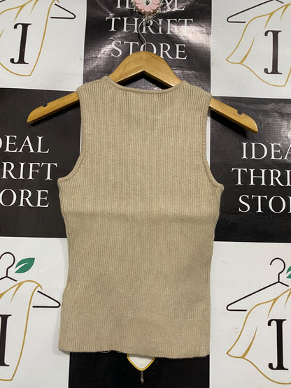 NONAC |S| BUST 12|A66| BEIGE RIBBED ARCHITECTURAL TANK TOP