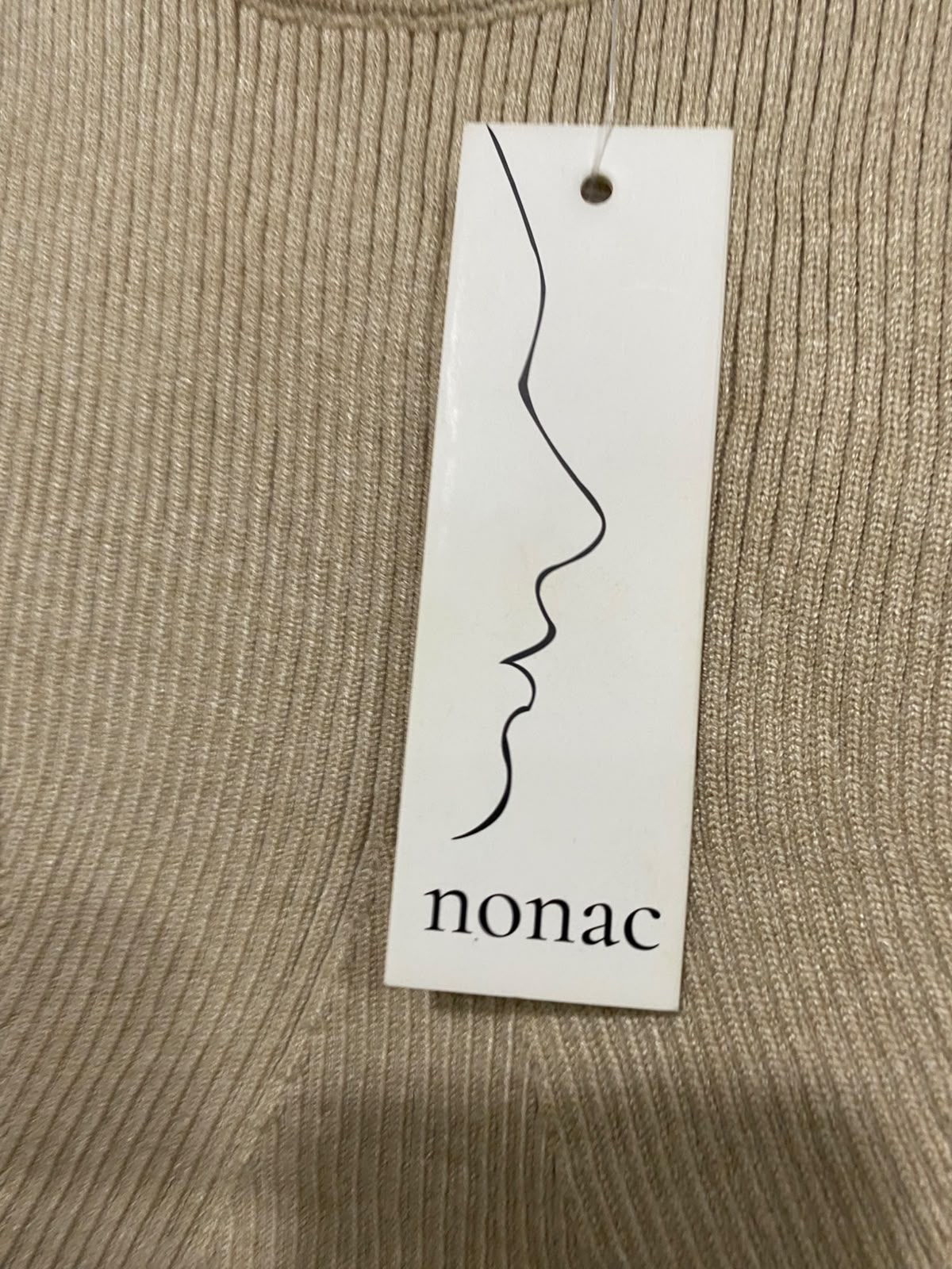 NONAC |S| BUST 12|A66| BEIGE RIBBED ARCHITECTURAL TANK TOP