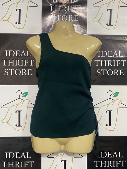 TOKITO |S| BUST 15| A66| DARK GREEN ONE-SHOULDER SIDE-CINCHED  TANK TOP