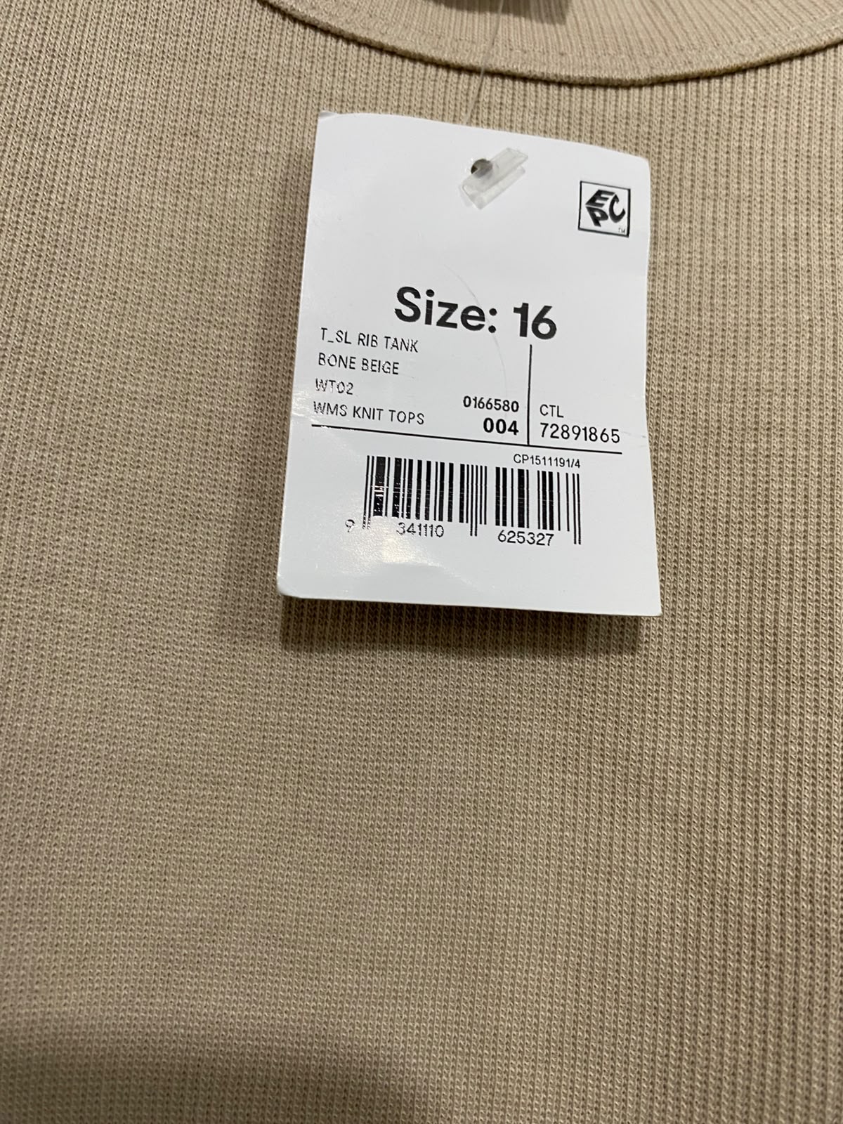 ANKO |S| BUST 15| A66| BEIGE RIBBED TANK TOP