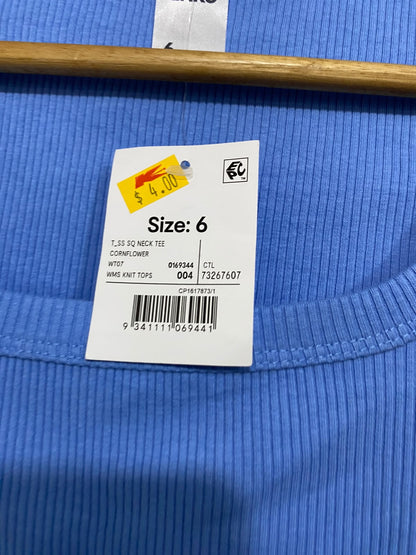 ANKO |XS| BUST 13| A66| BLUE SCOOP NECK RIBBED  SHORT-SLEEVE TOP