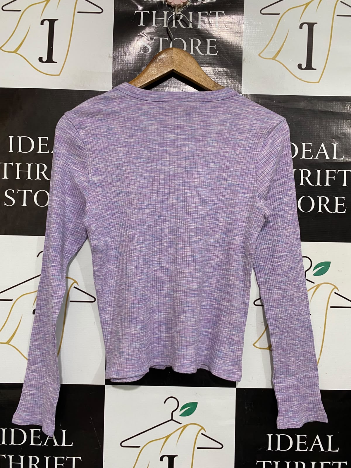 ANKO |S| BUST 16| A66| PURPLE MARLED BUTTON-UP RIBBED  LONG-SLEEVE CARDIGAN