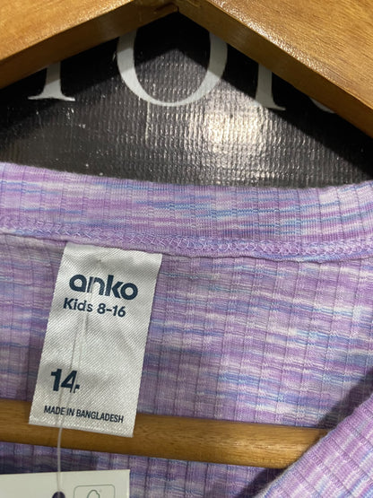 ANKO |S| BUST 16| A66| PURPLE MARLED BUTTON-UP RIBBED  LONG-SLEEVE CARDIGAN