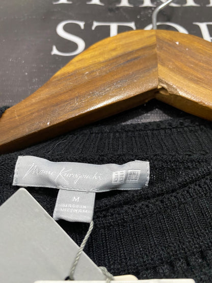 UNIQLO |M| BUST 15| A66| BLACK 3D KNIT ARCHITECTURAL RIBBED SHORT-SLEEVE TOP