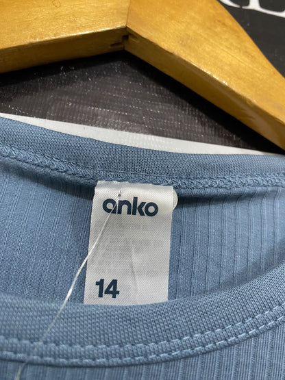 ANKO |M| BUST 17| A66| DUSTY BLUE CREWNECK RIBBED LONG-SLEEVE TOP