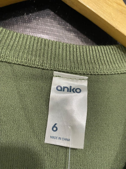 ANKO |XS| BUST 14| A66| OLIVE GREEN SCOOP NECK  SHORT-SLEEVE TOP
