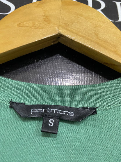 PORTMANS |S| BUST 19| A66| SAGE GREEN CREWNECK BUTTON-UP LONG-SLEEVE CARDIGAN