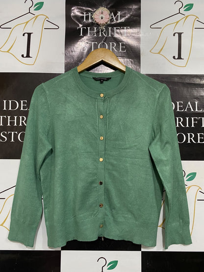 PORTMANS |S| BUST 19| A66| SAGE GREEN CREWNECK BUTTON-UP LONG-SLEEVE CARDIGAN