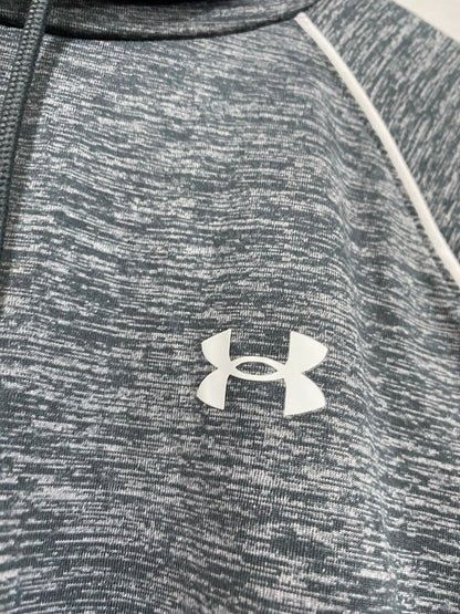 UNDER ARMOUR |M| BUST 18| A66| GREY MARLED PERFORMANCE HOODED  LONG-SLEEVE TOP