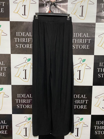 ANKO |S| WAIST 26| A66| BLACK WIDE-LEG RIBBED  PANTS
