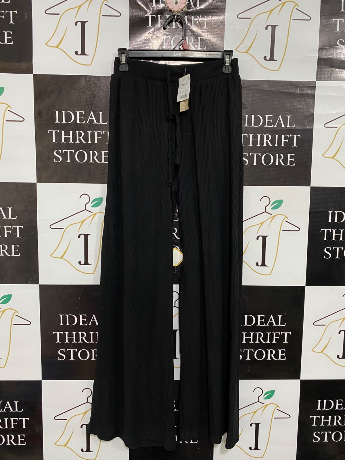 ANKO |S| WAIST 26| A66| BLACK WIDE-LEG RIBBED  PANTS