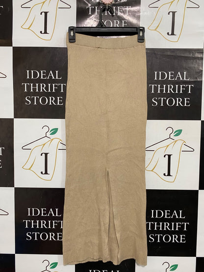 ANKO |XS| WAIST 24| A66| BEIGE RIBBED  MIDI SKIRT