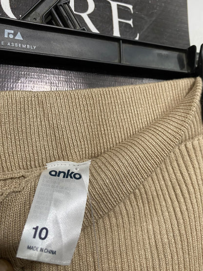 ANKO |XS| WAIST 24| A66| BEIGE RIBBED  MIDI SKIRT