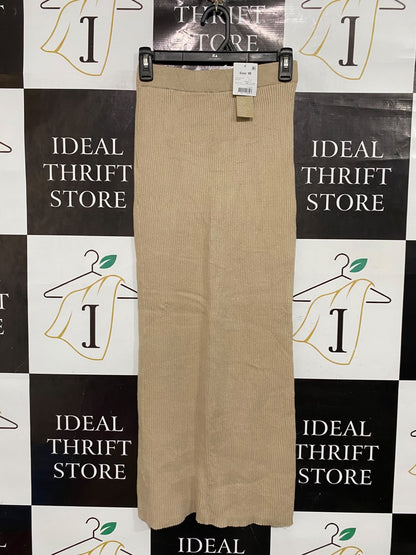 ANKO |XS| WAIST 24| A66| BEIGE RIBBED  MIDI SKIRT