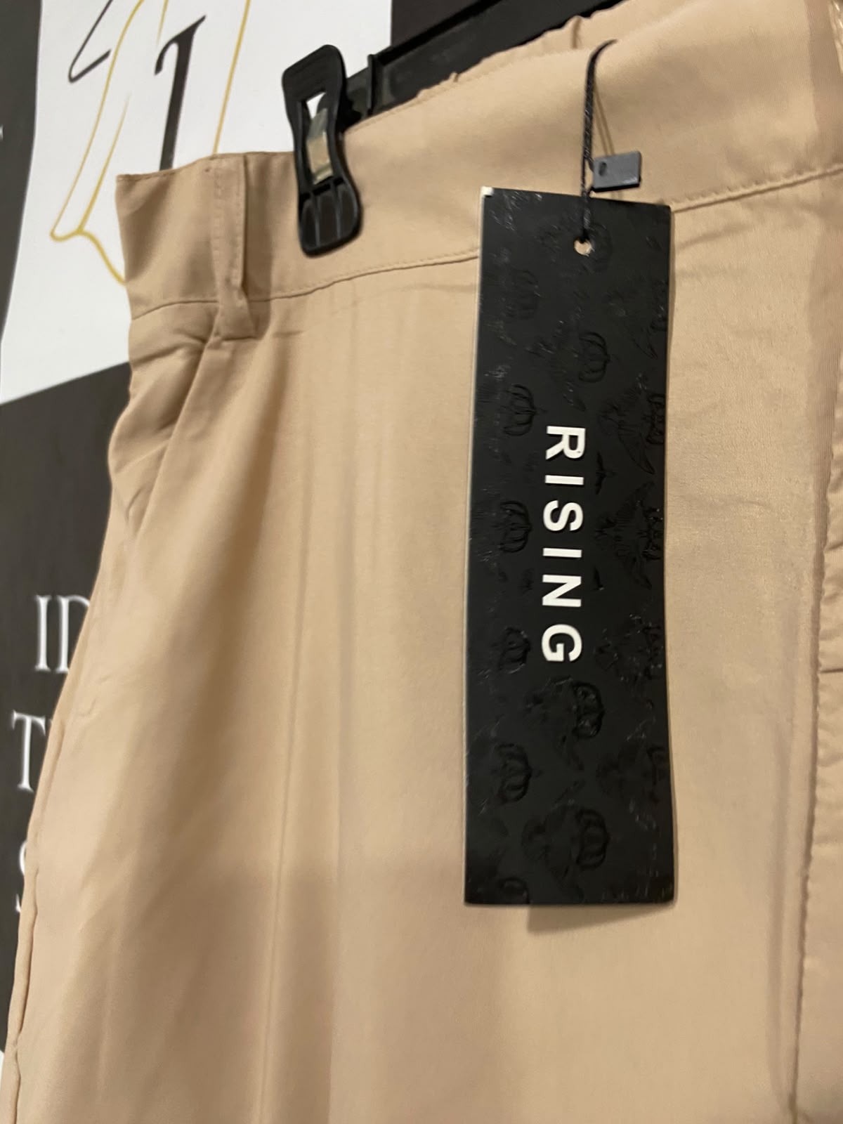 RISING |M| WAIST 34| A66| KHAKI MULTI-POCKET CARGO  TROUSERS