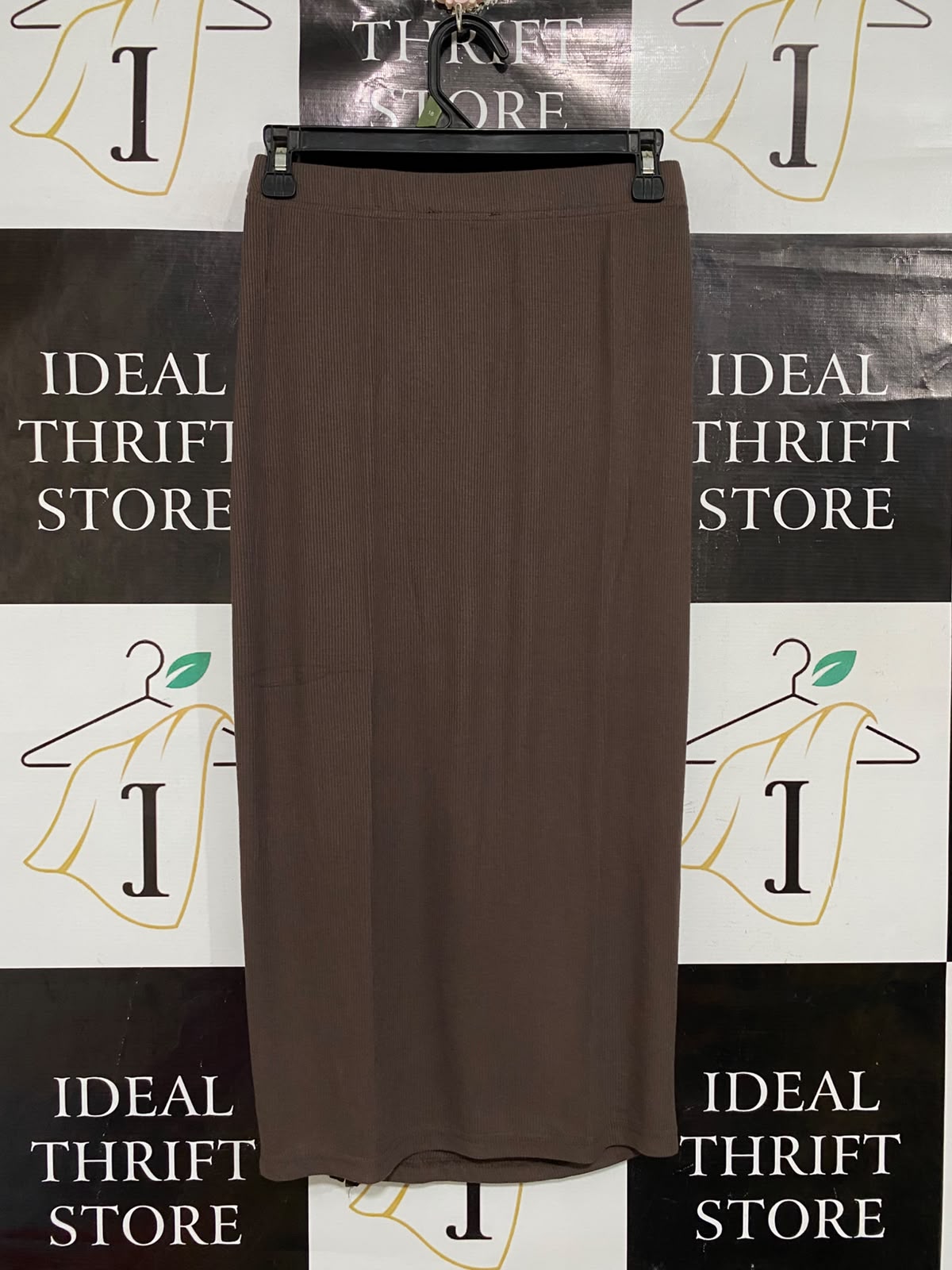 AVA & EVER |S| WAIST 26| A66| BROWN SIDE-RUCHED RIBBED MIDI SKIRT