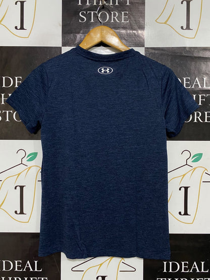 UNDER ARMOUR |XS| BUST 17| A66| NAVY BLUE HEATHERED V-NECK  T-SHIRT