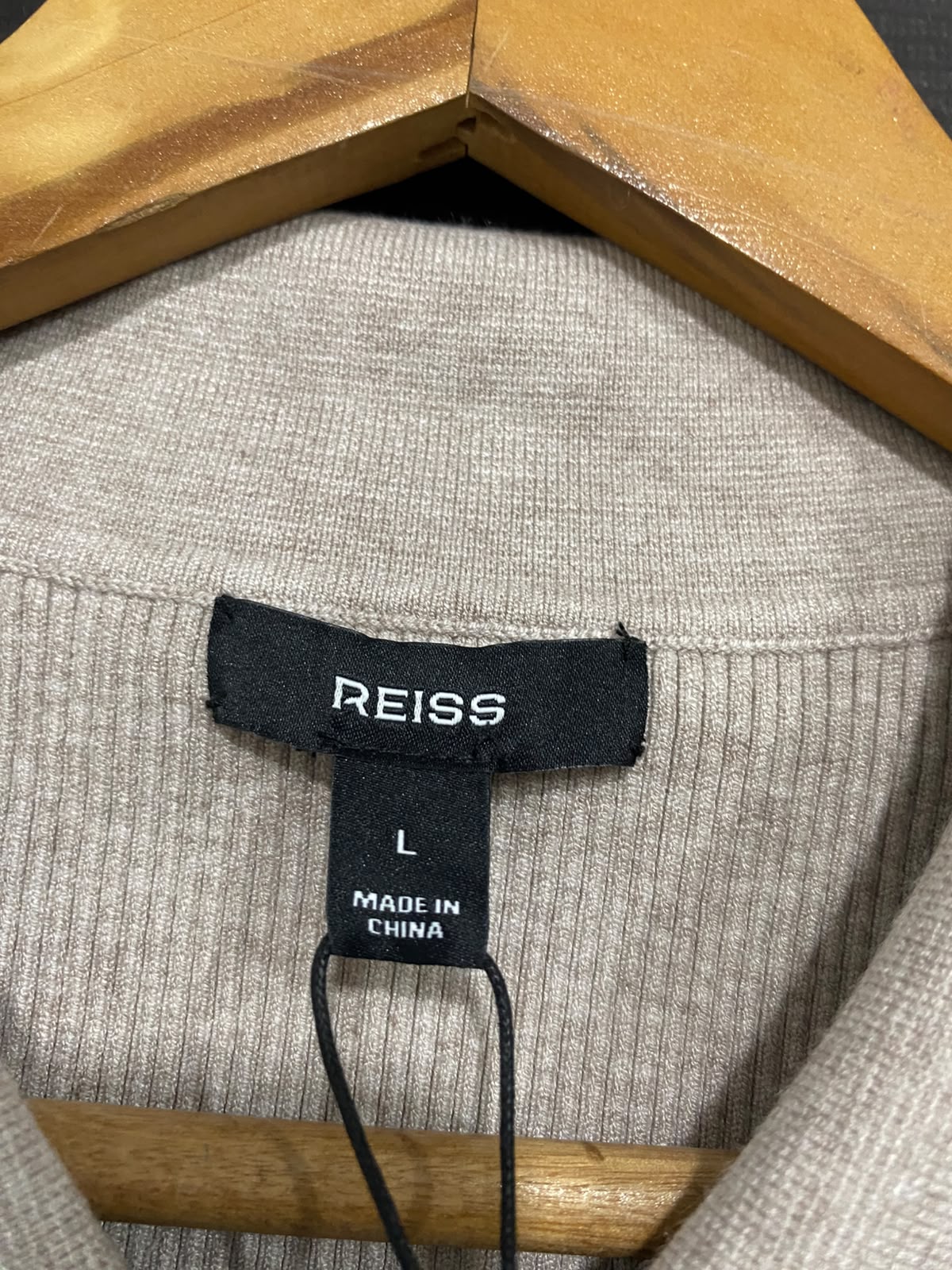 REISS |L| BUST 20| A66| OATMEAL COLLARED RIBBED  BUTTON-UP CARDIGAN
