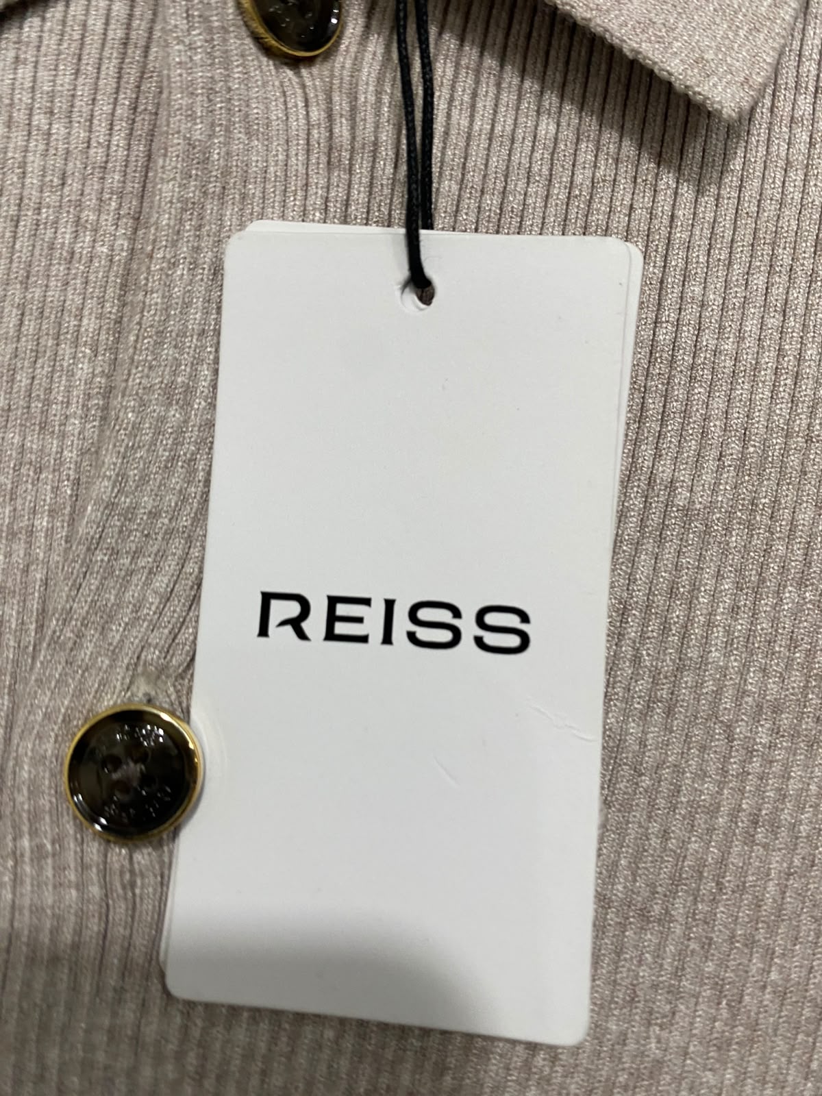 REISS |L| BUST 20| A66| OATMEAL COLLARED RIBBED  BUTTON-UP CARDIGAN