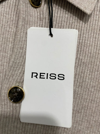 REISS |L| BUST 20| A66| OATMEAL COLLARED RIBBED  BUTTON-UP CARDIGAN