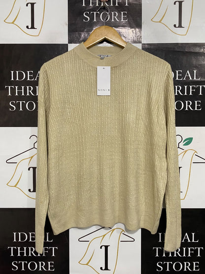 NONIB |L| BUST 20| A66| BEIGE CABLE KNIT MOCK NECK SWEATER
