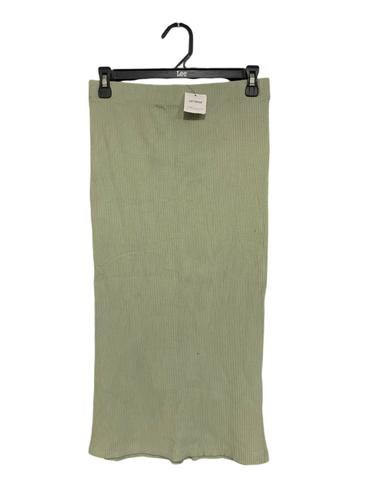 COTTON ON |S| WAIST 28| A66| OLIVE GREEN RIBBED MIDI SKIRT