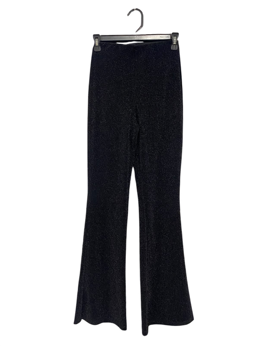 H&M |XS| WAIST 24| A66| METALLIC BLACK SHIMMER FLARED TROUSERS