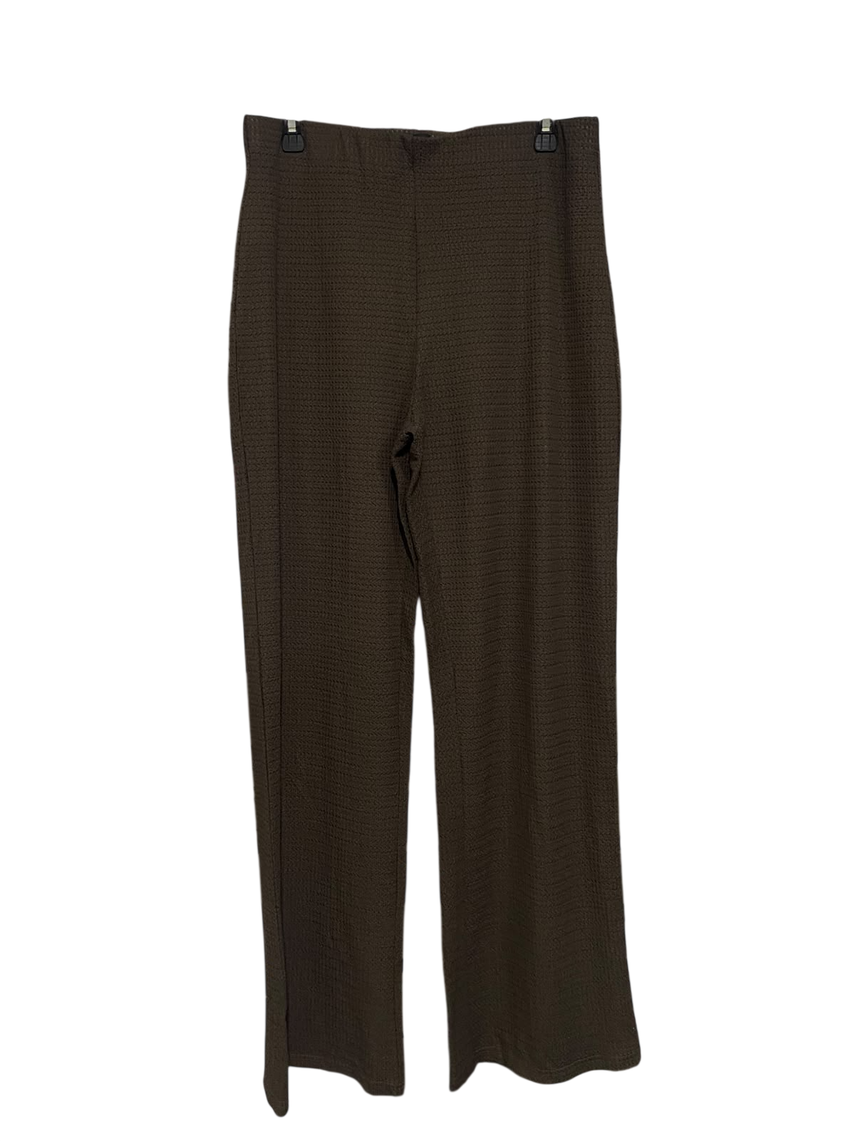 ALLABOUTEVE |L| WAIST 32| A66| DARK BROWN TEXTURED WIDE-LEG TROUSERS