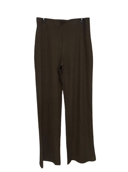 ALLABOUTEVE |L| WAIST 32| A66| DARK BROWN TEXTURED WIDE-LEG TROUSERS