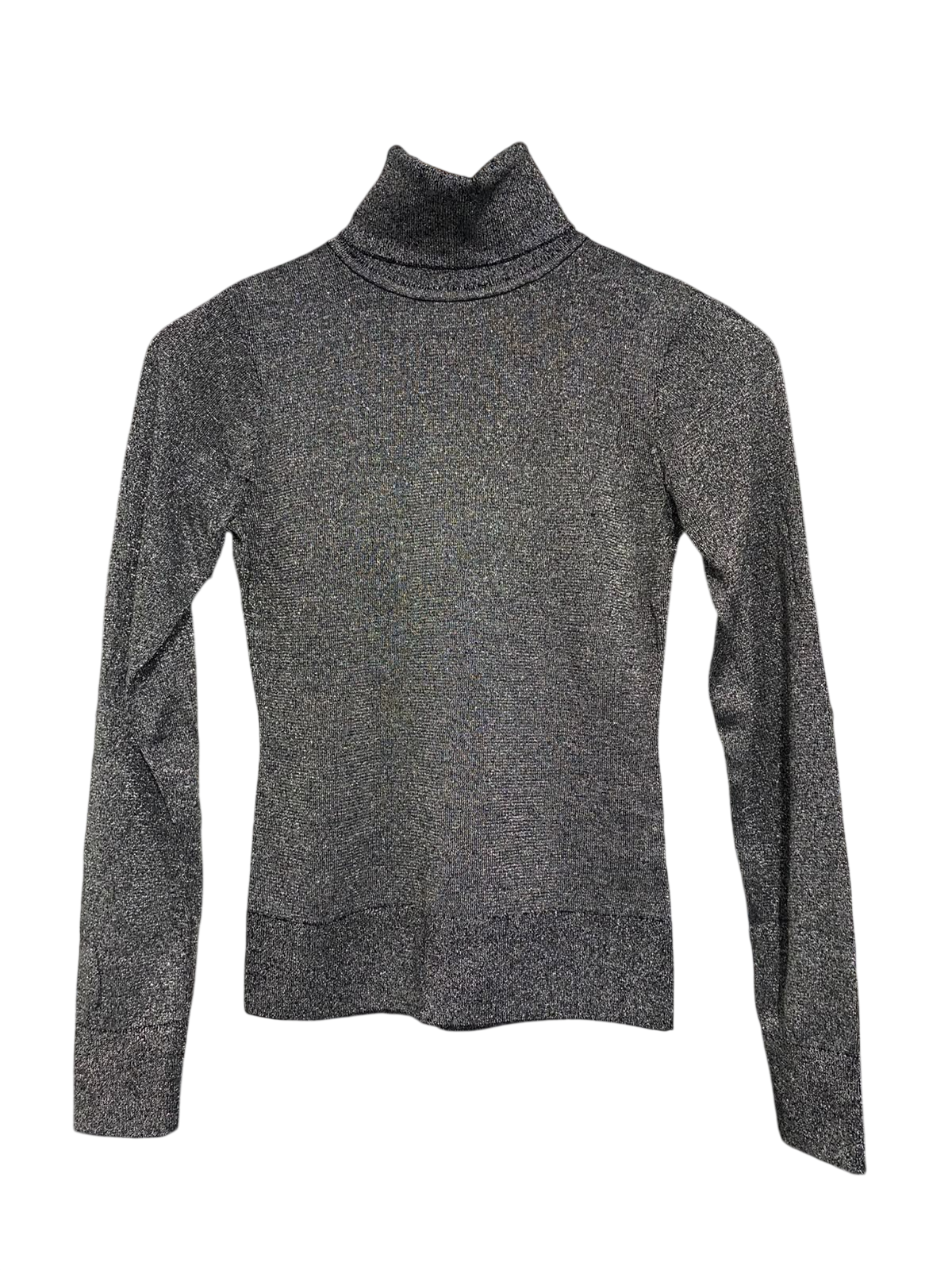 H&M |XS| BUST 15| A66| METALLIC SILVER SHIMMER TURTLENECK PULLOVER