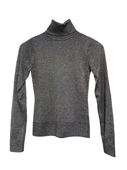 H&M |XS| BUST 15| A66| METALLIC SILVER SHIMMER TURTLENECK PULLOVER