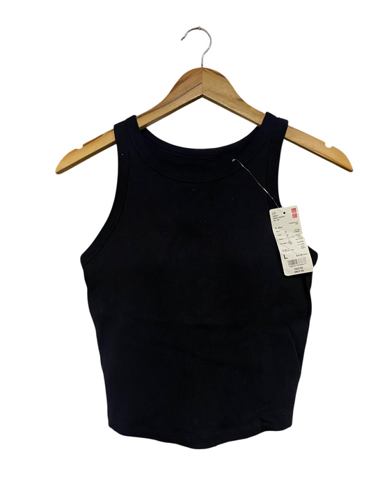 UNIQLO |S| BUST 14| A66| BLACK RIBBED CROPPED BRA TOP