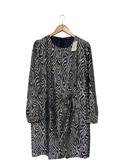 GEORGE |L| BUST 21| A67| METALLIC ZEBRA PRINT LONG-SLEEVE PARTY DRESS