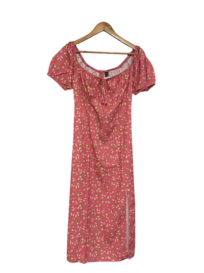 SHEIN |M| BUST 16| A67| PINK DAISY FLORAL SWEETHEART MIDI DRESS