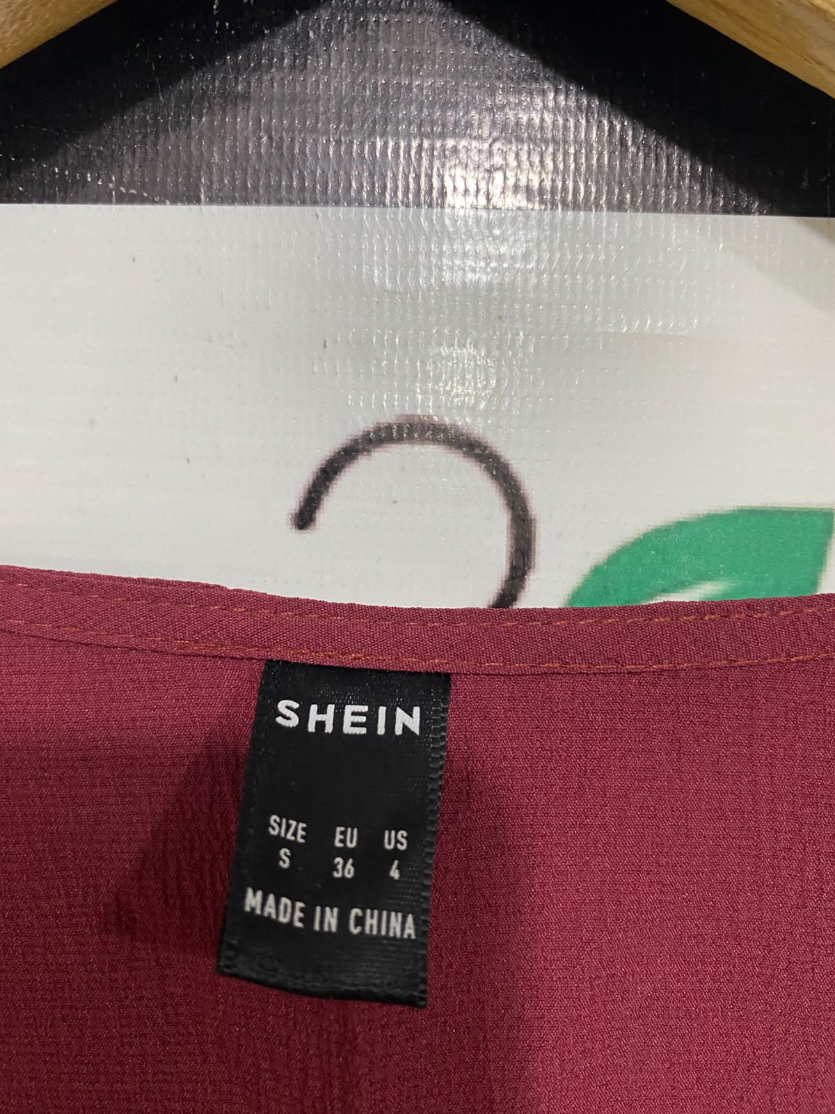 SHEIN |S| A67| CHIC MAROON PUFF-SLEEVE KIMONO CARDIGAN & TROUSER SET