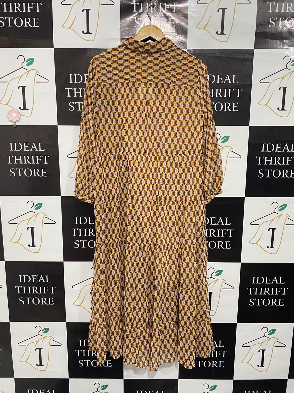 ZARA |L| BUST 20| A67| GEOMETRIC PRINT TIERED BUTTON-DOWN MAXI SHIRT DRESS