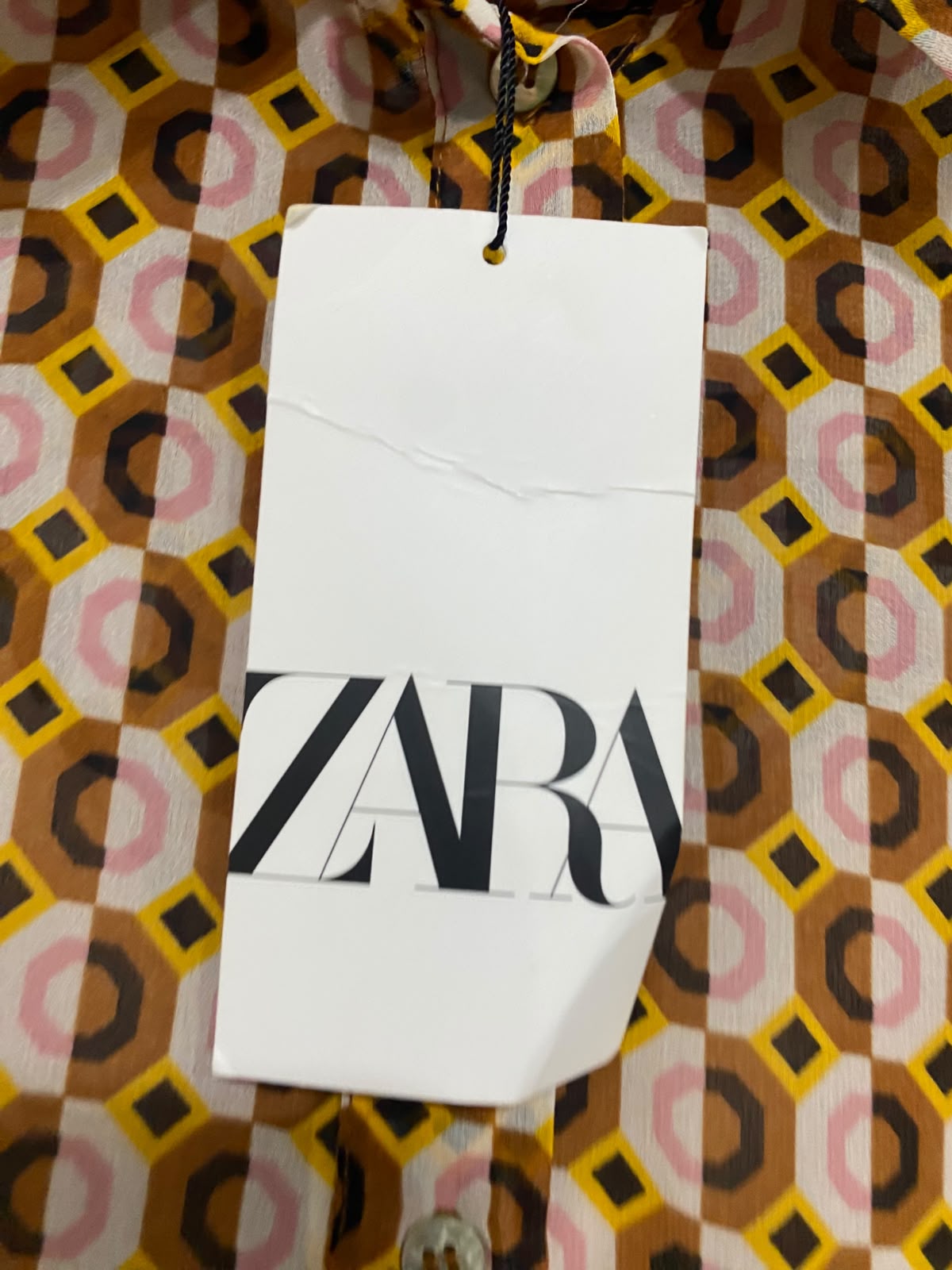ZARA |L| BUST 20| A67| GEOMETRIC PRINT TIERED BUTTON-DOWN MAXI SHIRT DRESS