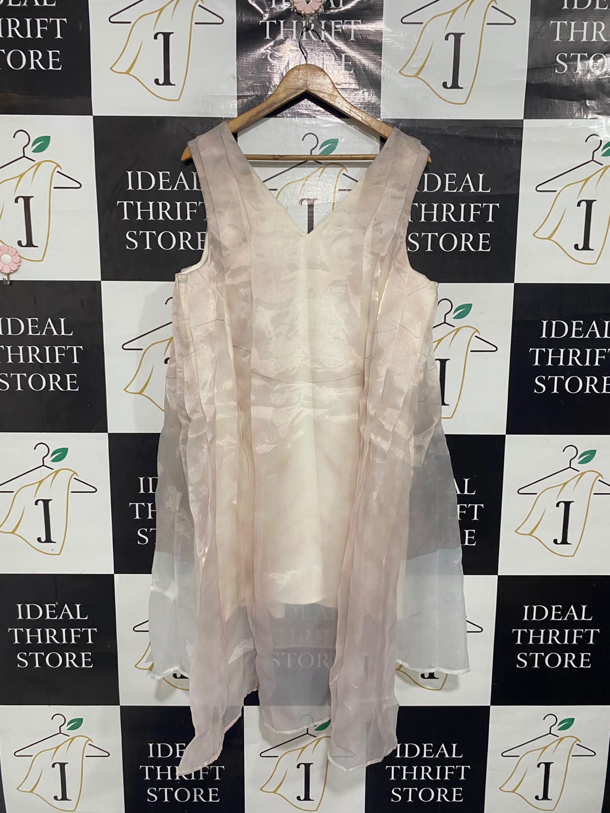 MAKING THE CUT |L| BUST 21| A67| MAKING THE CUT BLUSH PINK SHEER LAYERED SLEEVELESS DRESS