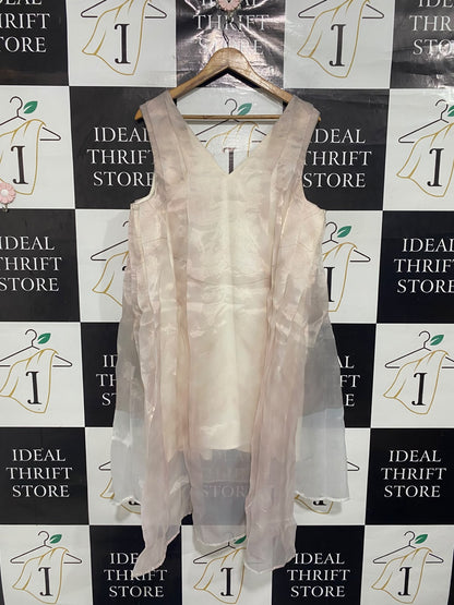 MAKING THE CUT |L| BUST 21| A67| MAKING THE CUT BLUSH PINK SHEER LAYERED SLEEVELESS DRESS