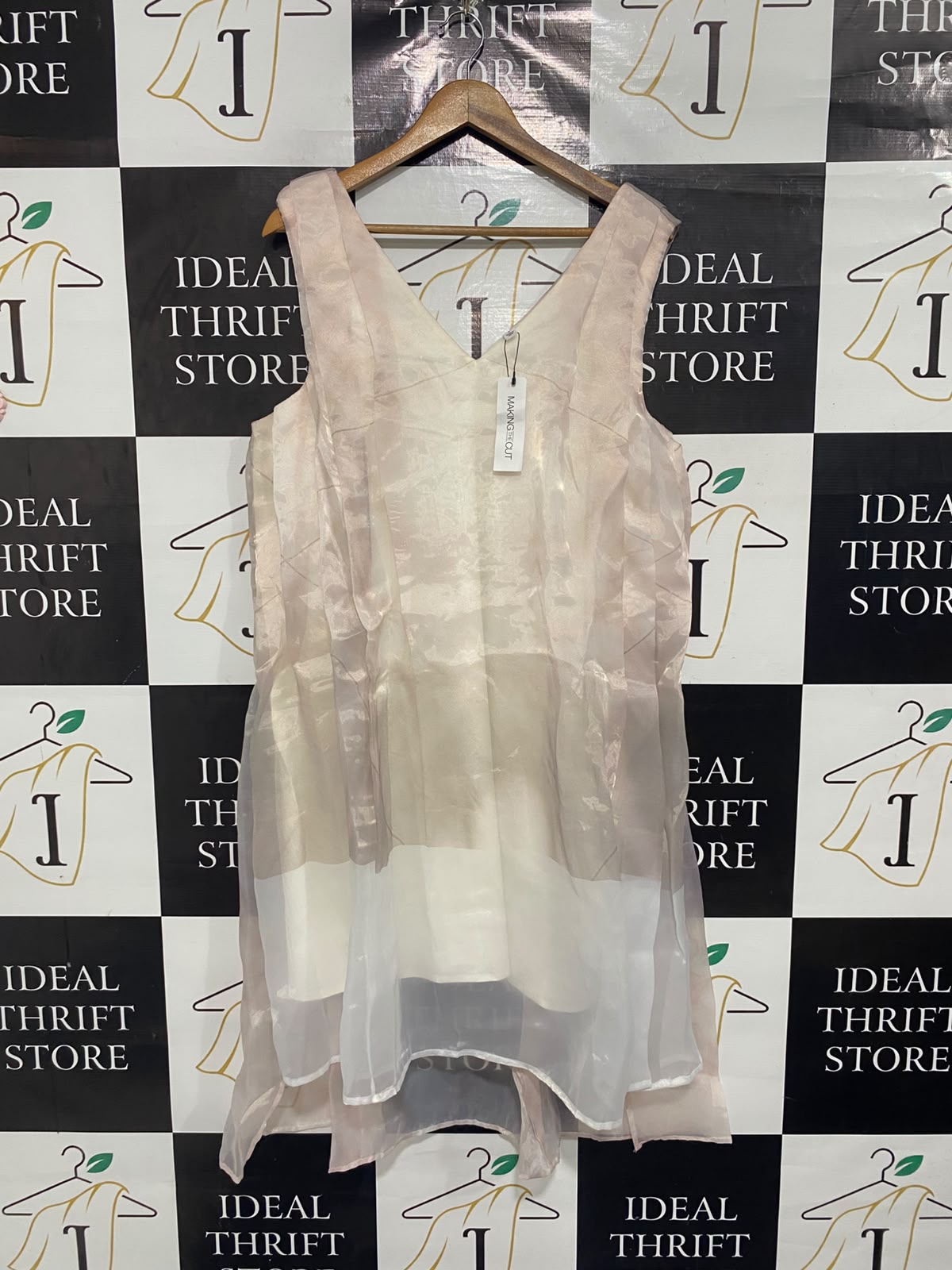 MAKING THE CUT |L| BUST 21| A67| MAKING THE CUT BLUSH PINK SHEER LAYERED SLEEVELESS DRESS